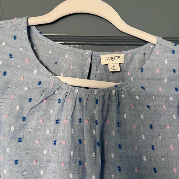 J.Crew Blue Ruffle Blouse - Picture 2 of 2